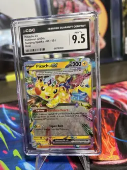 Pokemon Pikachu ex #057/191 English 2024 Pokemon Surging Sparks CGC 9.5 Mint+ - Image 1