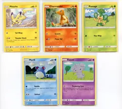 Pikachu 40/147 Charmander 18/147 Burning Shadows Pack Miscut Error TCG Pokemon - Image 1