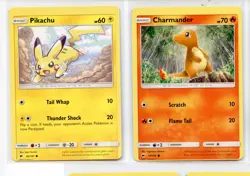 Pikachu 40/147 Charmander 18/147 Burning Shadows Pack Miscut Error TCG Pokemon - Image 2