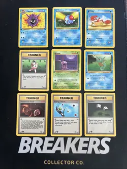 1st Edition Fossil Vintage Pokemon 9 Card Lot: Cloyster Horsea Krabby Grimer - Image 1