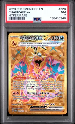 2023 POKEMON OBF EN-OBSIDIAN FLAMES HYPER RARE #228 CHARIZARD EX PSA 7 - Image 1