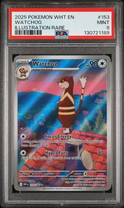 2025 POKEMON WHT EN-WHITE FLARE ILLUSTRATION RARE #153 WATCHOG PSA 9 - Image 1