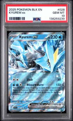 2025 POKEMON BLK EN-BLACK BOLT #028 KYUREM EX PSA 10 - Image 1