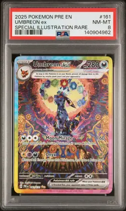 2025 POKEMON PRISMATIC EVOLUTIONS SPECIAL ILLUSTRATION RARE UMBREON EX PSA 8 - Image 1