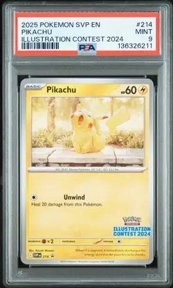 2025 POKEMON SVP EN-SV BLACK STAR PROMO ILLUSTRATION CONTEST 2024 PIKACHU PSA 9 - Image 1