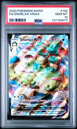 2020 POKEMON SWORD & SHIELD #142 FULL ART/SNORLAX VMAX PSA 10 - Image 1