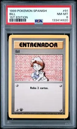 1999 POKEMON SPN #91 BILL 1ST EDITION PSA 8 - Image 1