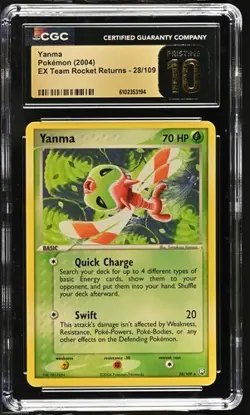 Pokemon Yanma 2004 EX Team Rocket Returns 28/109 CGC PRISTINE 10 - Image 1