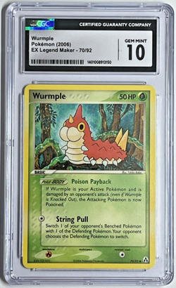 2006 POKEMON Wurmple 70/92 EX Legend Maker CGC 10 GEM MINT - Image 1