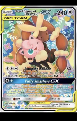 Pokemon Mega Lopunny & Jigglypuff GX 226/236 Full Art TAG TEAM Holo Ultra Rare - Image 5