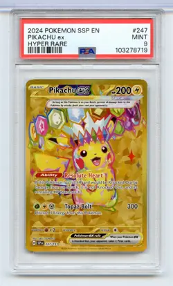 Pikachu ex 247/191 Hyper Rare Surging Sparks Pokemon TCG PSA 9 - Image 1