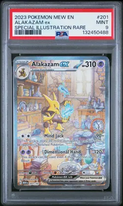 2023 POKEMON MEW EN-151 SPECIAL ILLUSTRATION RARE #201 ALAKAZAM EX PSA 9 - Image 1