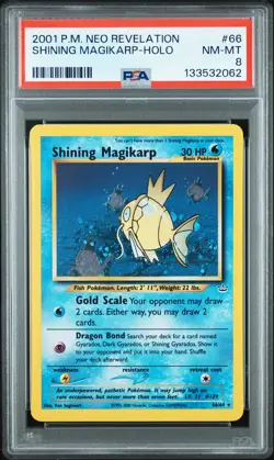 2001 POKEMON NEO REVELATION #66 SHINING MAGIKARP-HOLO PSA 8 - Image 1