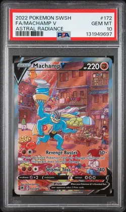 2022 POKEMON SWORD & SHIELD ASTRAL RADIANCE #172 FULL ART/MACHAMP V PSA 10 - Image 1
