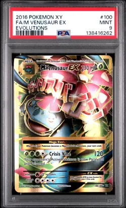 2016 POKEMON XY EVOLUTIONS #100 FULL ART/M VENUSAUR EX PSA 9 - Image 1