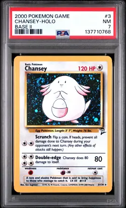 2000 POKEMON BASE SET 2 #3 CHANSEY-HOLO PSA 7 - Image 1