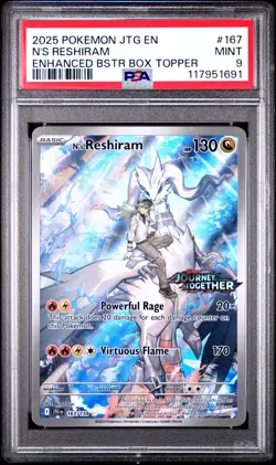 2025 POKEMON JTG EN-JOURNEY TOGETHER #167 N'S RESHIRAM PSA 9 - Image 1