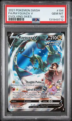 2021 POKEMON SWORD & SHIELD EVOLVING SKIES #194 FULL ART/RAYQUAZA V PSA 10 - Image 1