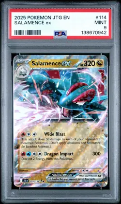 2025 POKEMON JTG EN-JOURNEY TOGETHER #114 SALAMENCE EX PSA 9 - Image 1