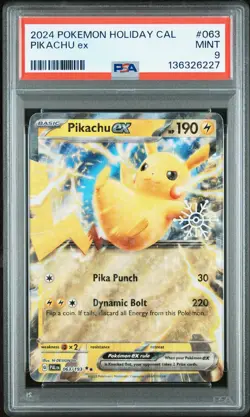 2024 POKEMON HOLIDAY CALENDAR #063 PIKACHU EX PSA 9 - Image 1
