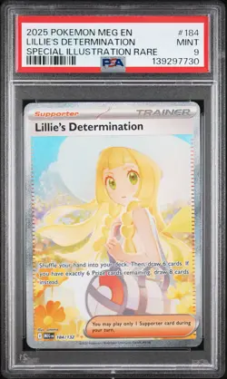 2025 POKEMON MEG EN-SPECIAL ILLUSTRATION RARE #184 LILLIE'S DETERMINATION PSA 9 - Image 1
