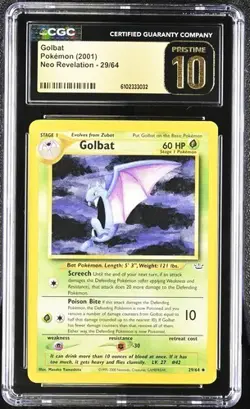 Pokemon Golbat 2001 Neo Revelation 29/64 CGC PRISTINE 10 - Image 1