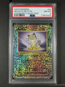 Meowth Reverse Foil #53 2002 Pokemon Legendary Collection PSA 8 250001 - Image 1