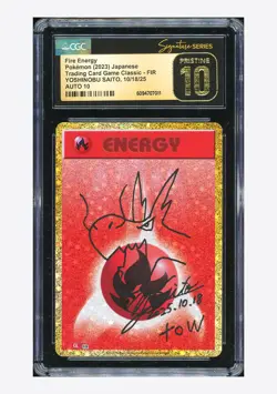 Pokemon CGC 10 PRISTINE AUTO 10 Fire Energy Holo Yoshinobu Saito 2023 #FIR CLL - Image 1