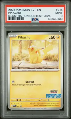 2025 POKEMON SVP EN-SV BLACK STAR PROMO ILLUSTRATION CONTEST 2024 PIKACHU PSA 9 - Image 1