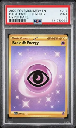 2023 POKEMON MEW EN-151 HYPER RARE #207 BASIC PSYCHIC ENERGY PSA 9 - Image 1