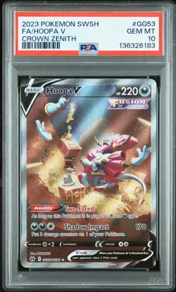 2023 POKEMON SWORD & SHIELD CROWN ZENITH #GG53 FULL ART/HOOPA V PSA 10 - Image 1