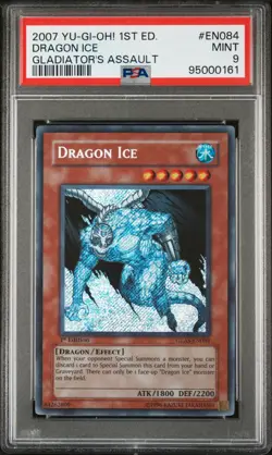 2007 YU-GI-OH! GLAS-GLADIATOR'S ASSAULT 1ST EDITION #EN084 DRAGON ICE PSA 9 - Image 1