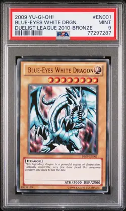2009 YU-GI-OH! DUELIST LEAGUE 2010 COPPER #EN001 BLUE-EYES WHITE DRAGON PSA 9 - Image 1