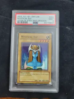 2002 Yu-Gi-Oh! Mystical Elf Legend of Blue Eyes LOB Unlimited Super Rare PSA 9 - Image 1