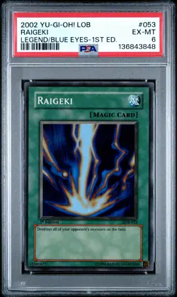2002 YU-GI-OH! LEGEND OF BLUE EYES WHITE DRAGON 1ST EDITION #053 RAIGEKI PSA 6 - Image 1