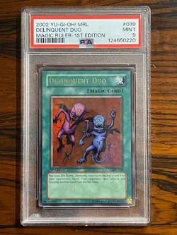 2002 Yu-Gi-Oh! MRL-039 1st Edition Delinquent Duo - PSA 9 MINT - Image 1