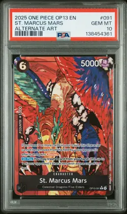2025 ONE PIECE OP13-CARRYING ON HIS WILL ALTERNATE ART ST. MARCUS MARS PSA 10 - Image 1