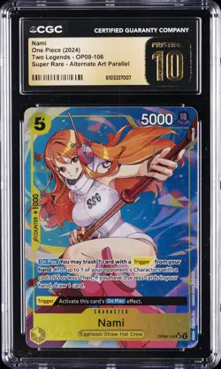 2024 ONE PIECE TWO LEGENDS SUPER RARE ALT ART #OP08-106 NAMI CGC 10 PRISTINE - Image 1