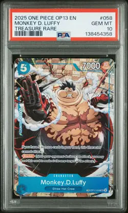 2025 ONE PIECE OP13-CARRYING ON HIS WILL TREASURE RARE MONKEY D. LUFFY PSA 10 - Image 1