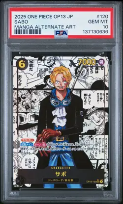 2025 ONE PIECE JPN OP13-CARRYING ON HIS WILL MANGA ALTERNATE ART SABO PSA 10 - Image 1