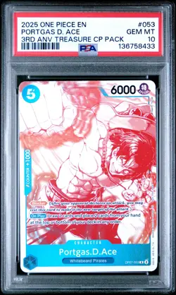 2025 ONE PIECE 3RD ANNIVERSARY! TREASURE CAMPAIGN #053 PORTGAS D. ACE PSA 10 - Image 1