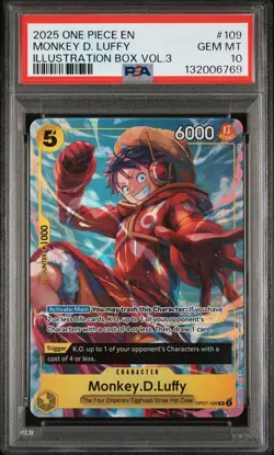 2025 ONE PIECE PROMOS ILLUSTRATION BOX VOL.3 #109 MONKEY D. LUFFY PSA 10 - Image 1
