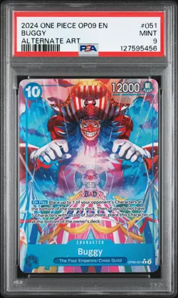 2024 ONE PIECE OP09-EMPERORS IN THE NEW WORLD ALTERNATE ART #051 BUGGY PSA 9 - Image 1