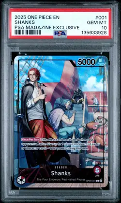2025 ONE PIECE PROMOS PSA MAGAZINE EXCLUSIVE #001 SHANKS PSA 10 - Image 1