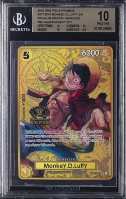 2025 ONE PIECE JAPANESE 2ND ANNIVERSARY SET #ST13-015 MONKEY D LUFFY BGS 10 - Image 1