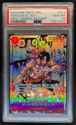 2022 One Piece Japanese Portgas D. Ace Manga Alt Art OP02 #013 PSA 10 Gem Mint - Image 1