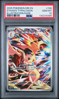 2025 POKEMON DRI EN-DESTINED RIVALS ILLUSTRATION RARE ETHAN'S TYPHLOSION PSA 10 - Image 1