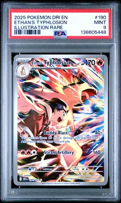 2025 POKEMON DRI EN-DESTINED RIVALS ILLUSTRATION RARE ETHAN'S TYPHLOSION PSA 9 - Image 1