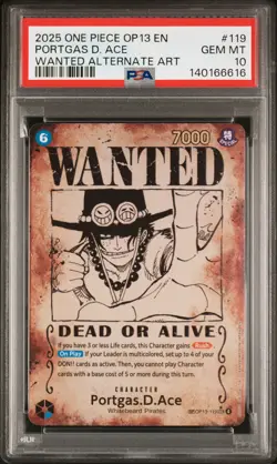 2025 ONE PIECE OP13-CARRYING ON HIS WILL #119 PORTGAS D. ACE PSA 10 - Image 1