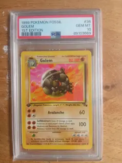 Pokemon Card 1st Edition Fossil # 36 Golem PSA 10 GEM MINT 1999 Vintage WOTC - Image 1